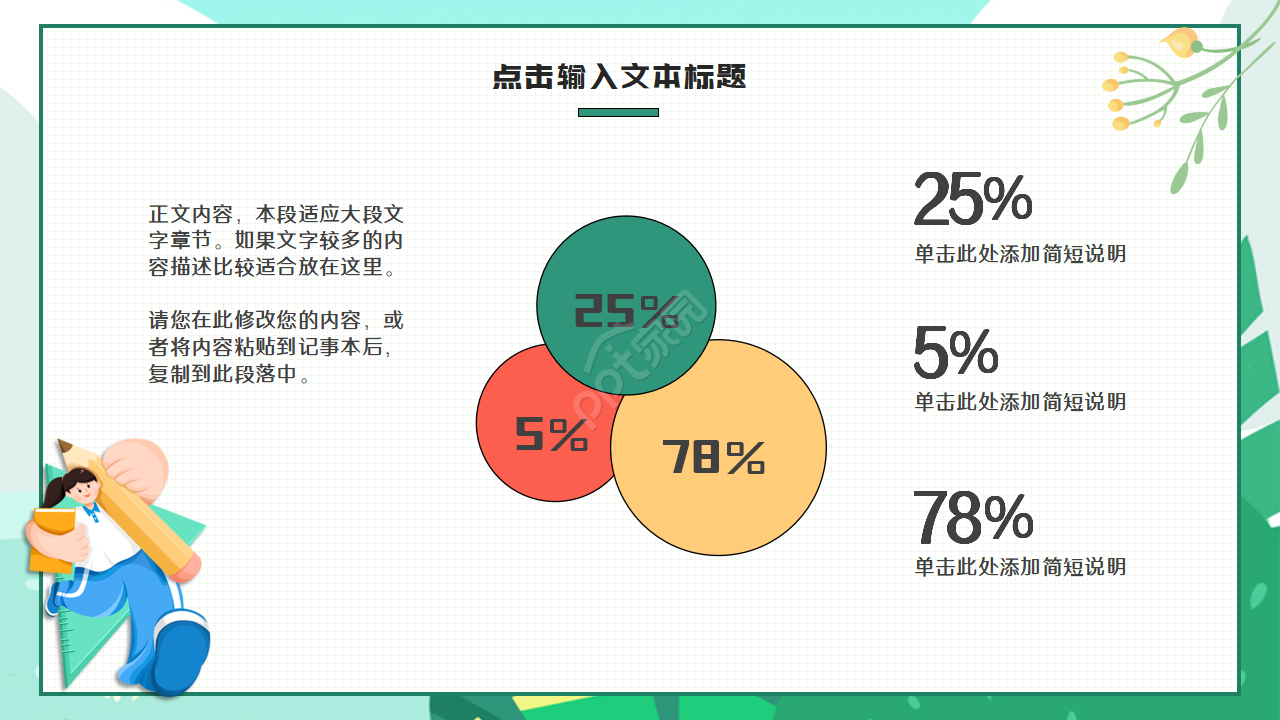 卡通绿色小清新读书笔记ppt模板