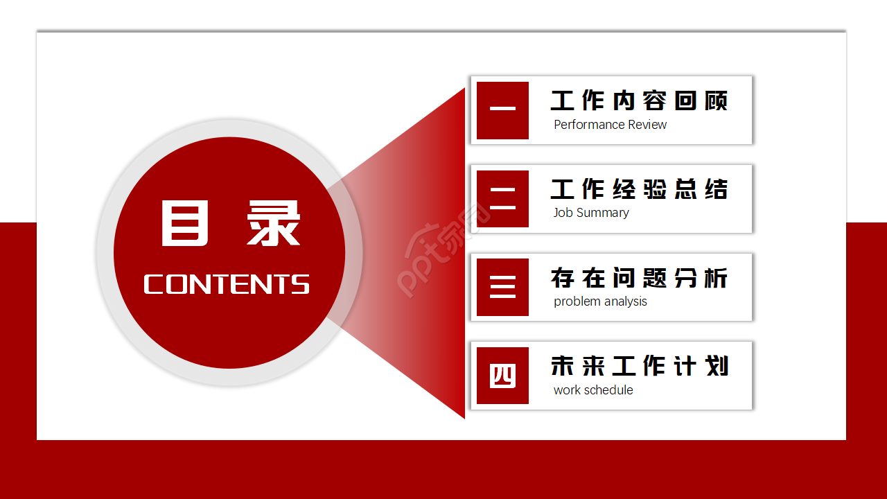 红色大气设计商务工作总结PPT模板