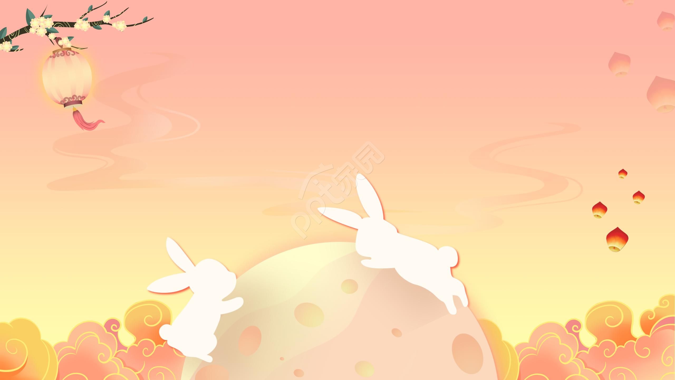 红色中秋主题PPT模板背景图