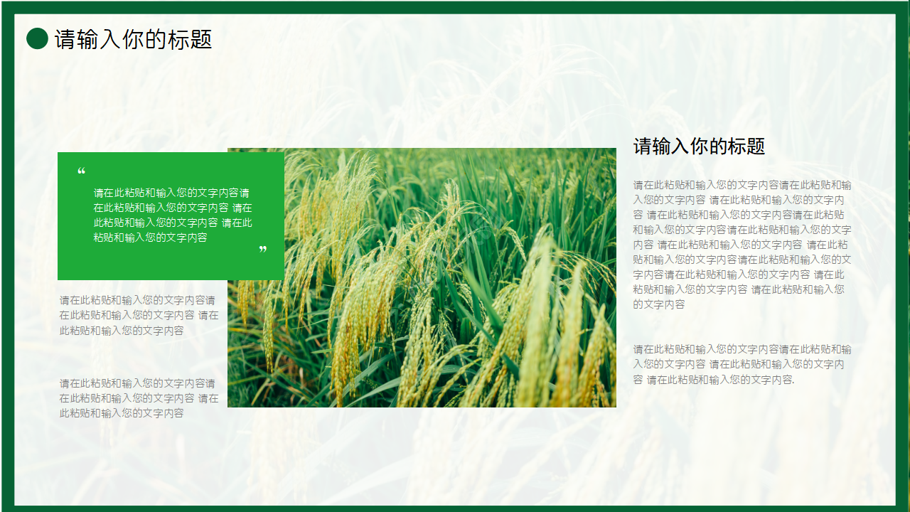 农产品养殖水稻ppt模板