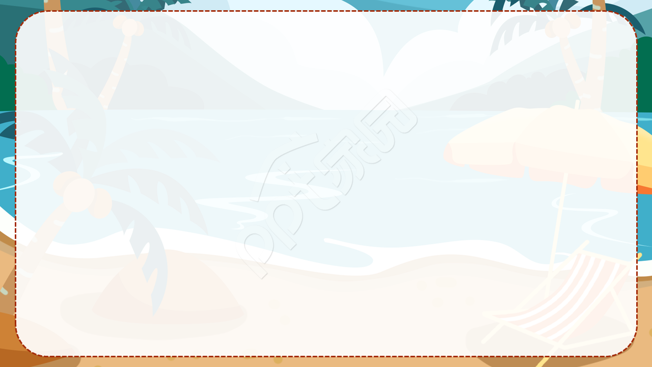 手绘卡通夏日海边ppt模板背景图片