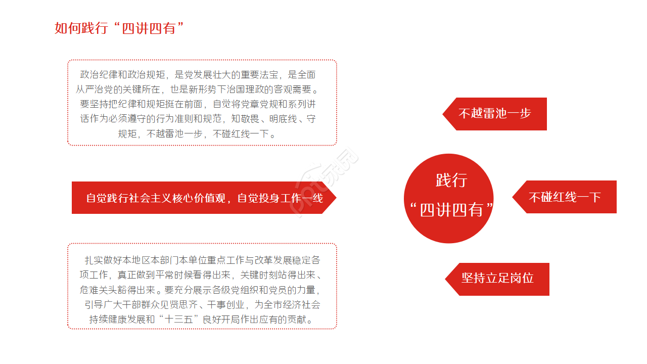 红色党政践行四讲四有做合格党员ppt模板