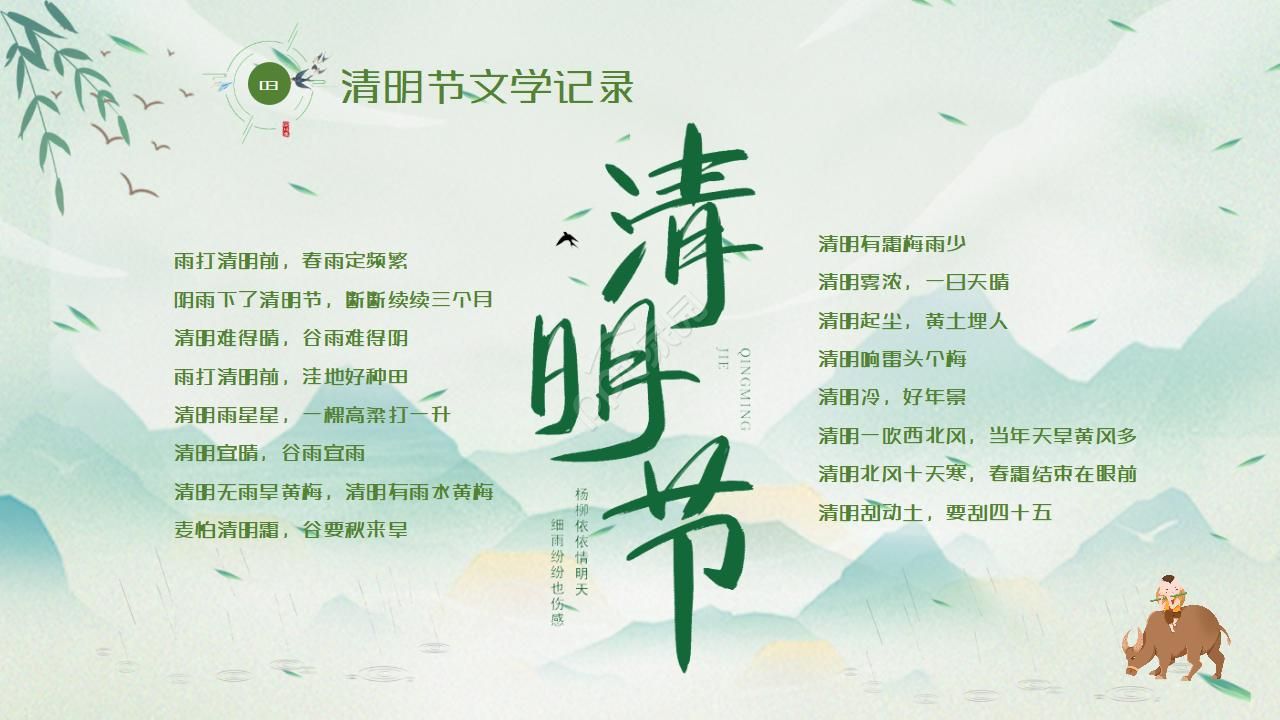 中国传统节日清明节ppt模板