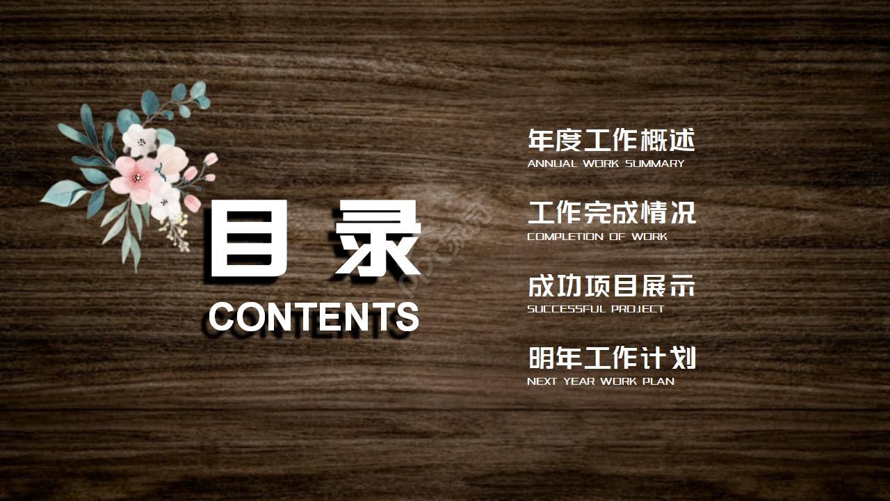 黑色高大上花木纹ppt模板