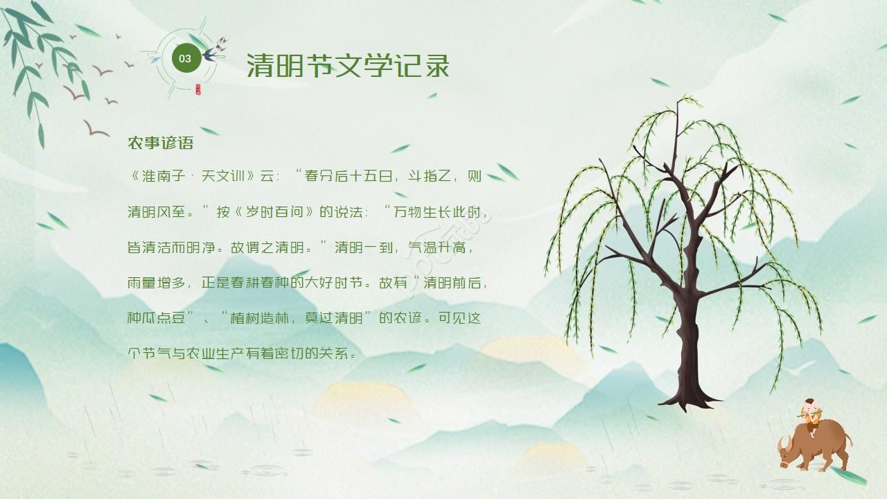 中国传统节日清明节ppt模板