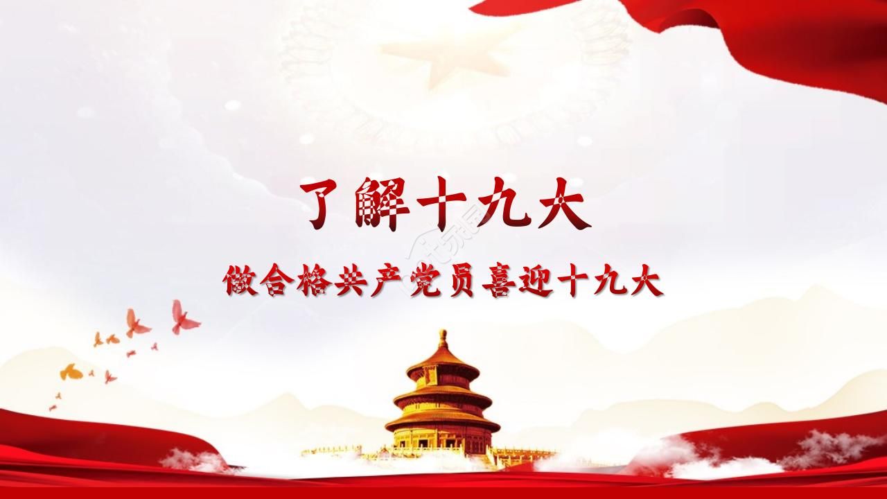 红色党政做合格党员喜迎十九大ppt模板下载推荐