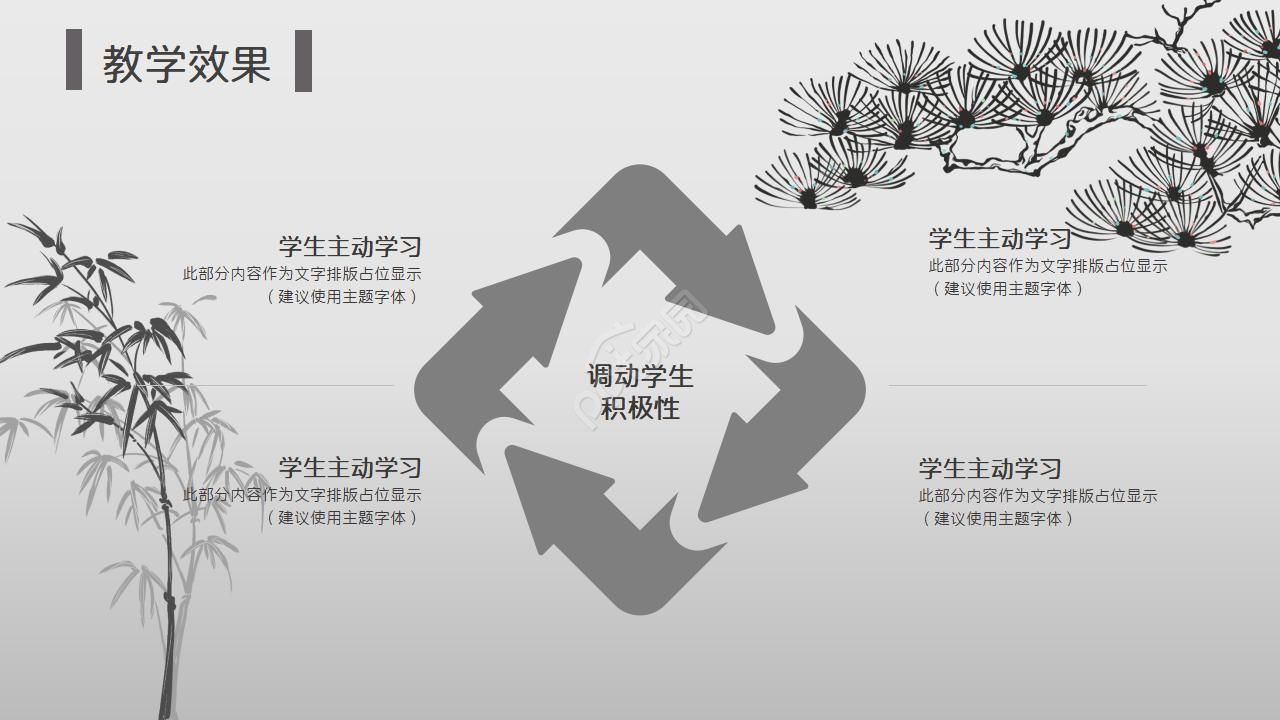 黑白水墨画动态ppt模板