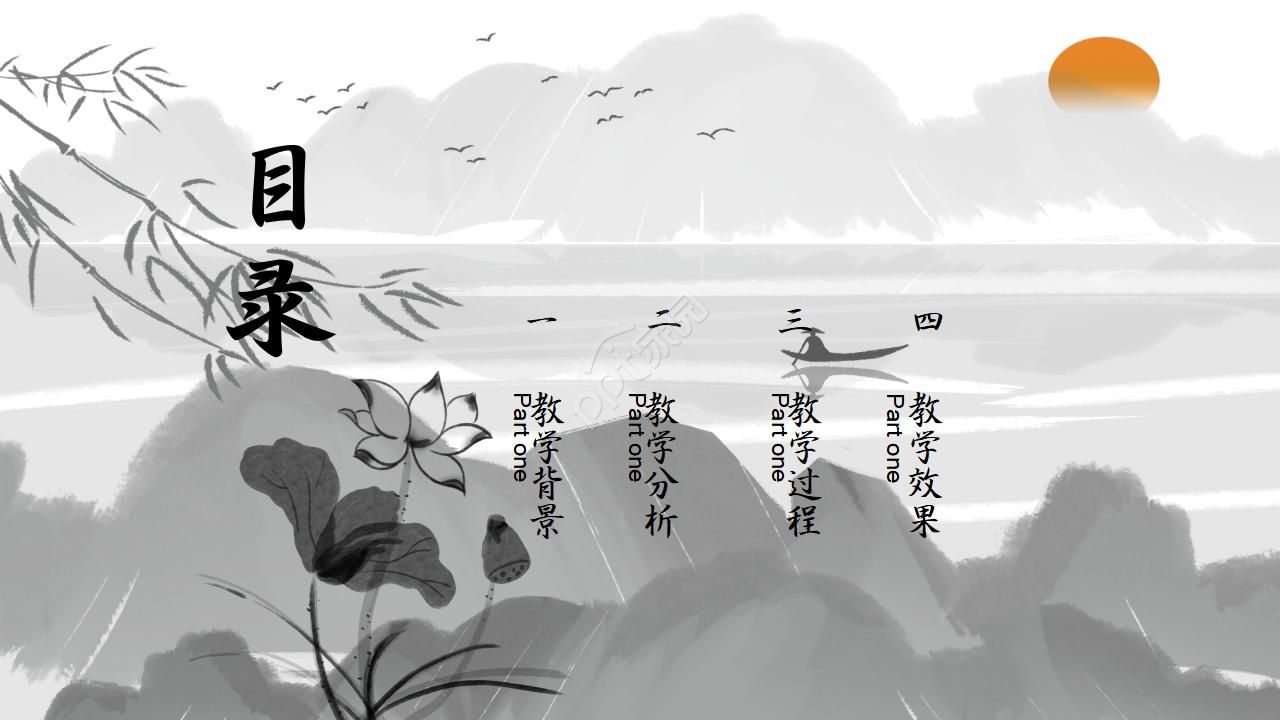 黑白水墨画动态ppt模板