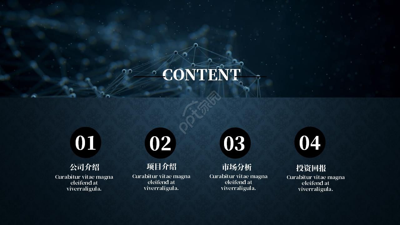 蓝黑色系调风格商务模板