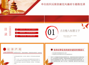 争做先锋严守纪律反腐倡廉微党课ppt模板下载推荐