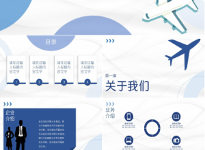 大气飞机公司企业介绍ppt素材模板下载推荐