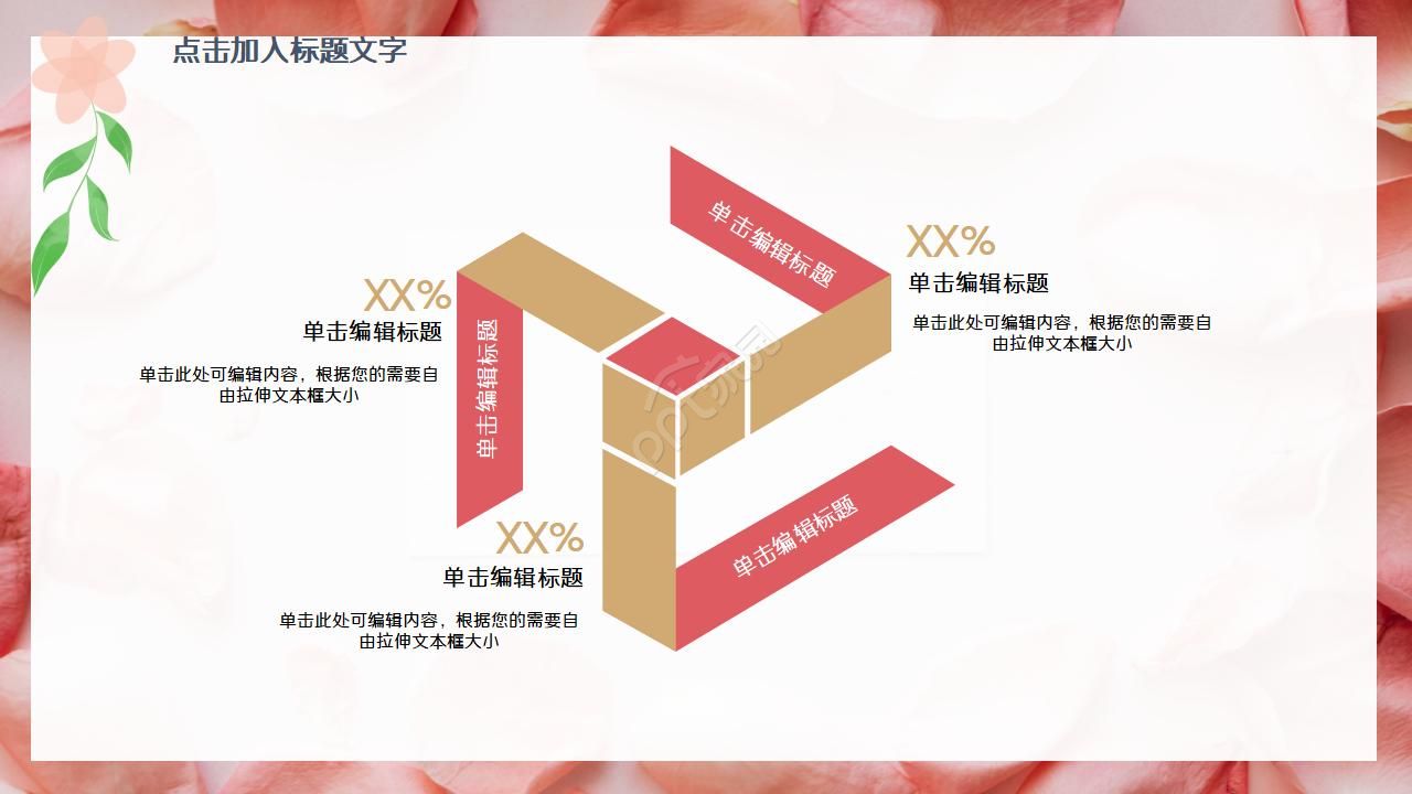 淡雅简洁复古花卉背景PPT模板
