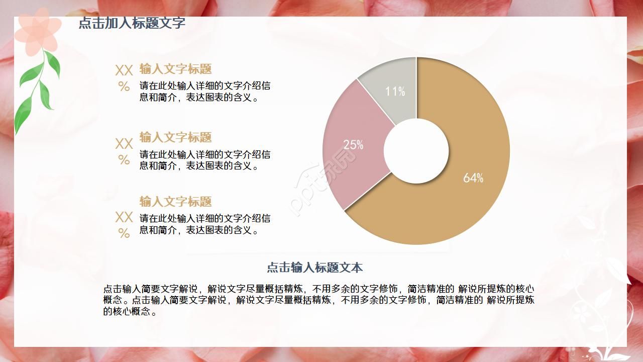 淡雅简洁复古花卉背景PPT模板