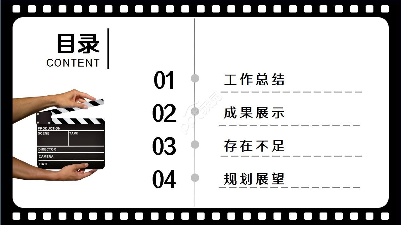 电影胶卷背景通用PPT模版