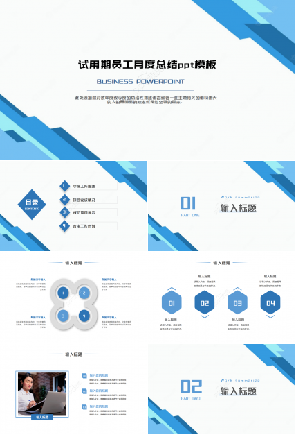 试用期员工月度总结ppt模板