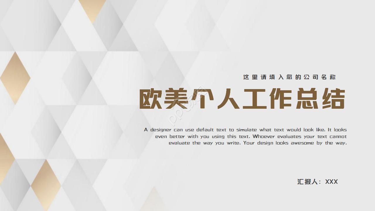 欧美简约个人工作总结ppt模板