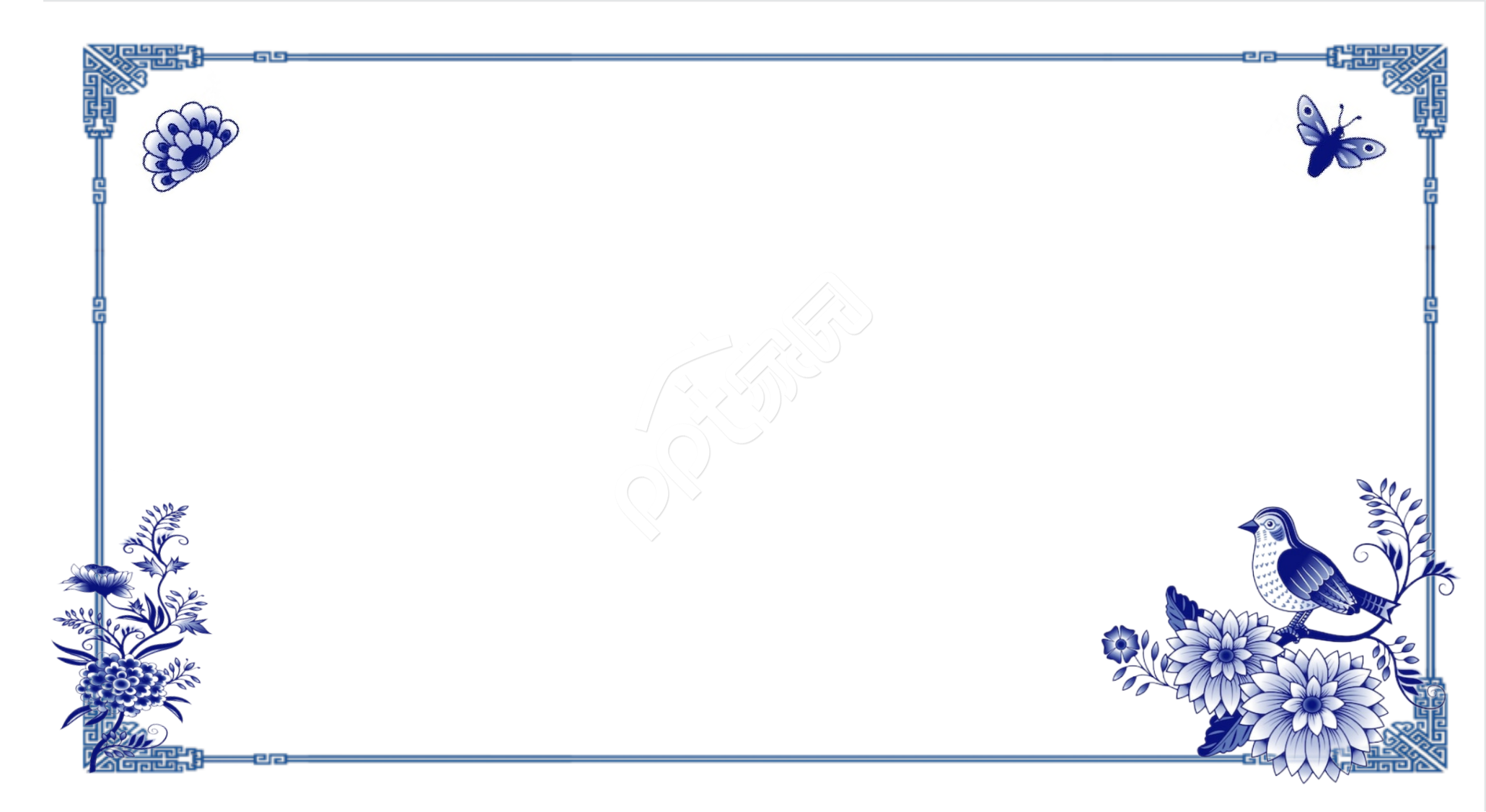 古风青花瓷ppt模板背景图片