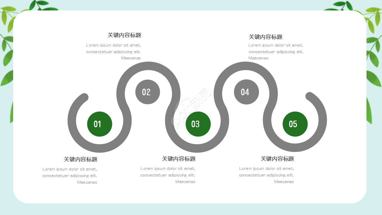 商务PPT模板树叶背景