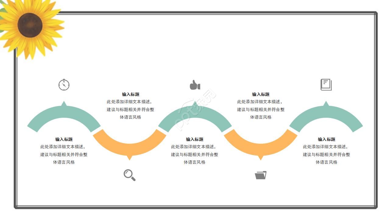 向日葵背景企业复工汇报总结ppt模板