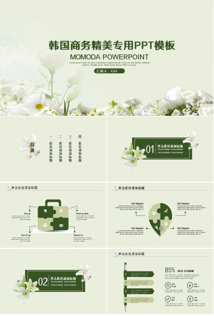 韩国商务精美专用PPT模板