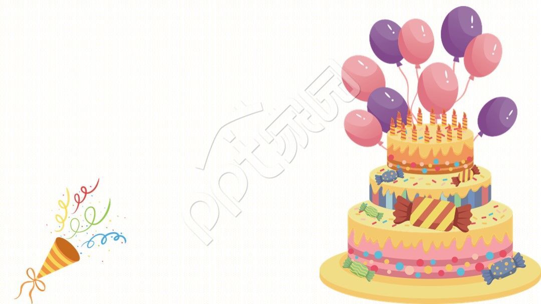 白色生日蛋糕主题PPT背景图模板