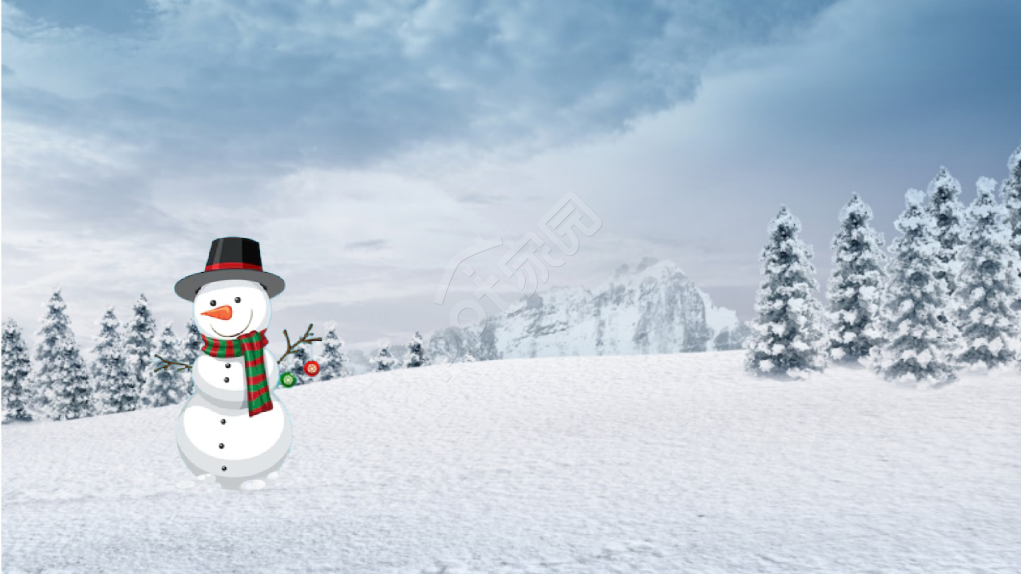 卡通雪人PPT背景图模板