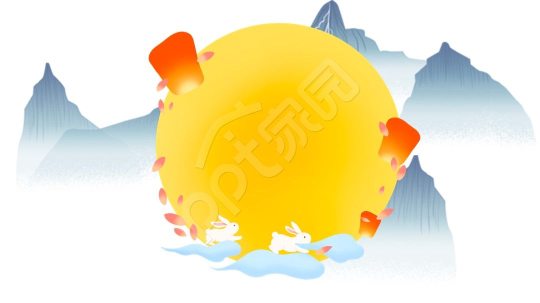 黄色圆月团圆佳节PPT背景图模板