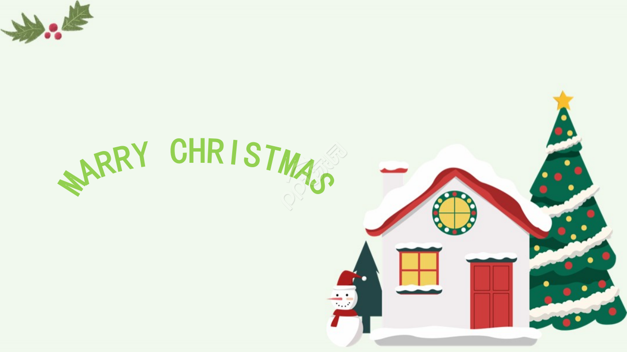 圣诞节PPT模板之绿色铃铛