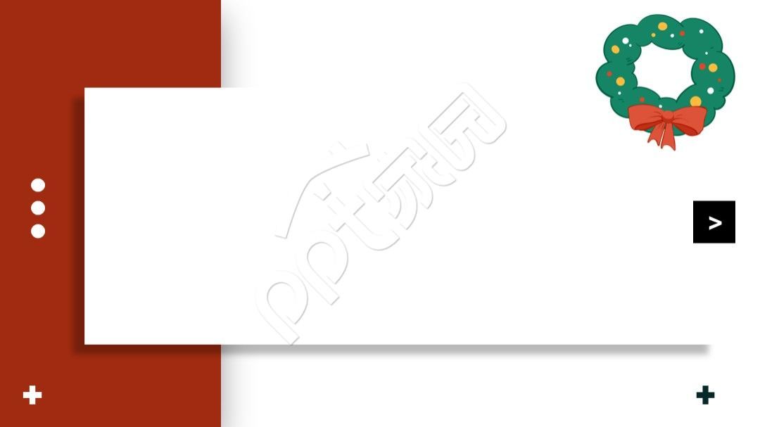 圣诞红白简约ppt模板背景图片