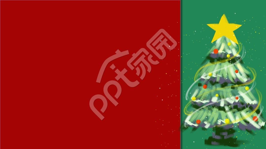 红色手绘圣诞贺卡ppt模板背景图片
