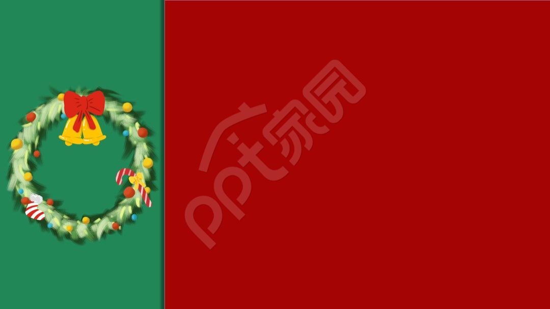 红色手绘圣诞贺卡ppt模板背景图片