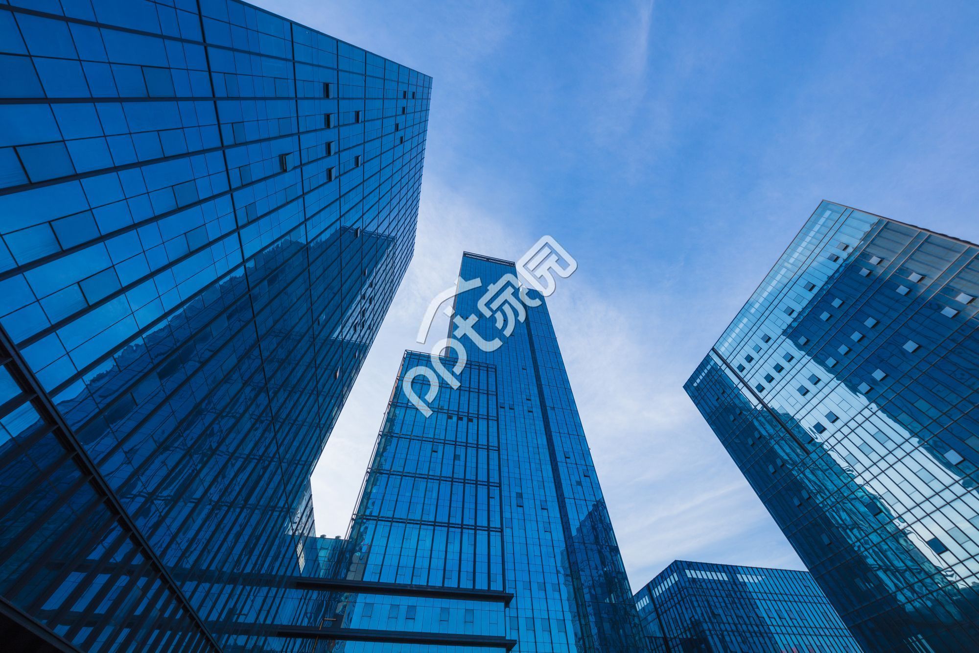 两张现代商业建筑ppt背景图片
