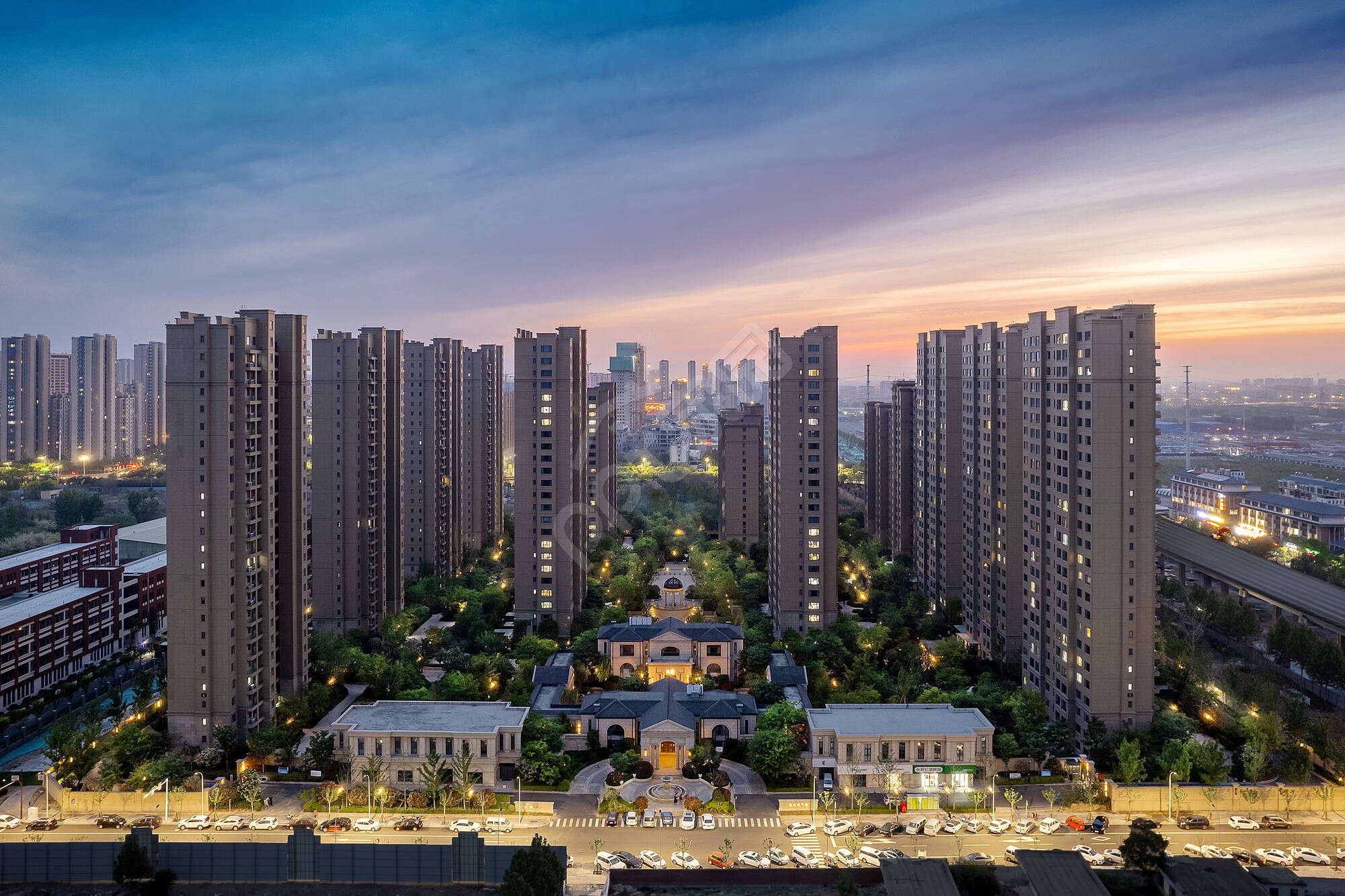 建筑高楼高楼大厦社区建筑ppt背景图片