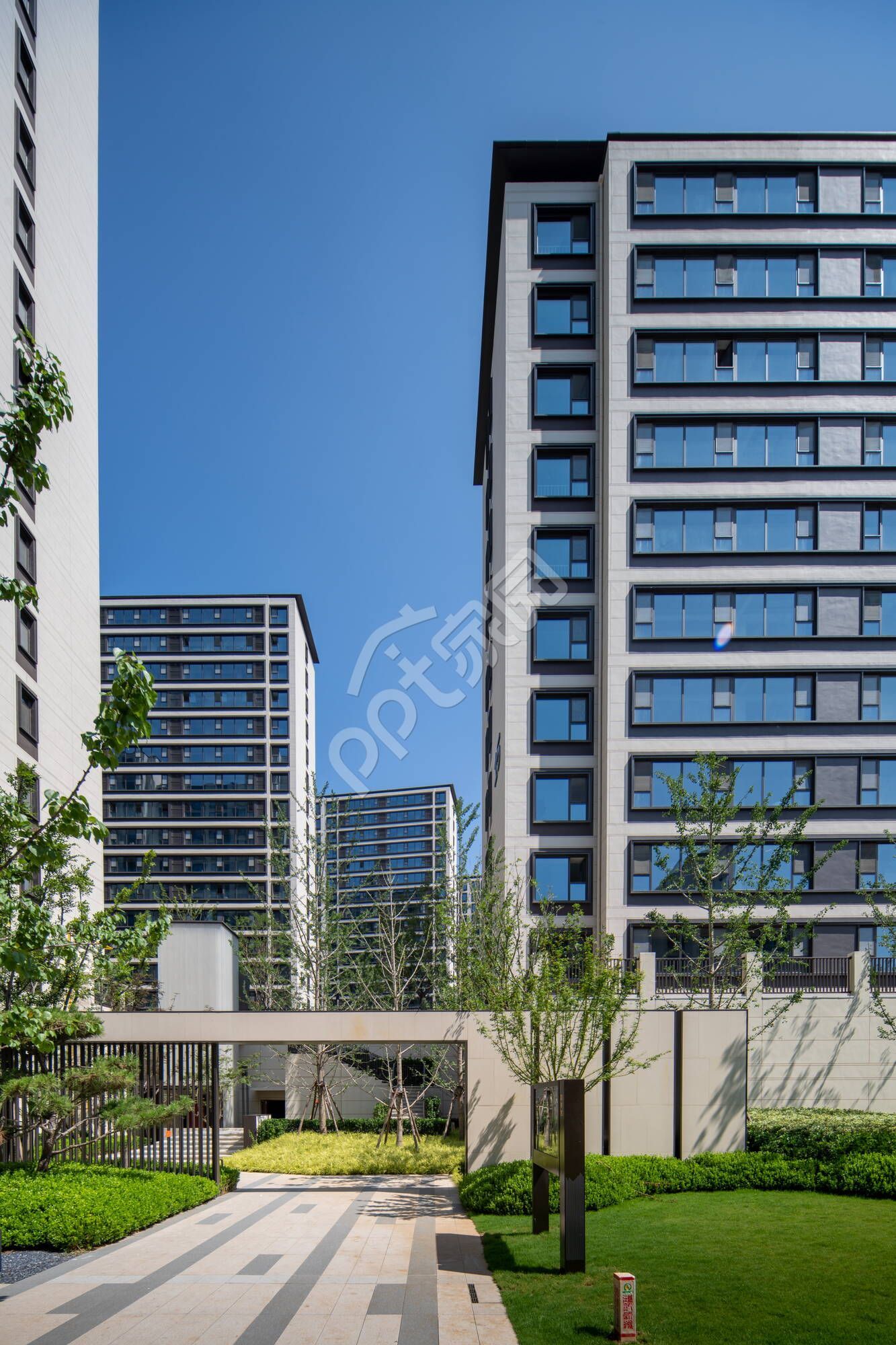 小区建筑建筑设计建筑工程类PPT背景图