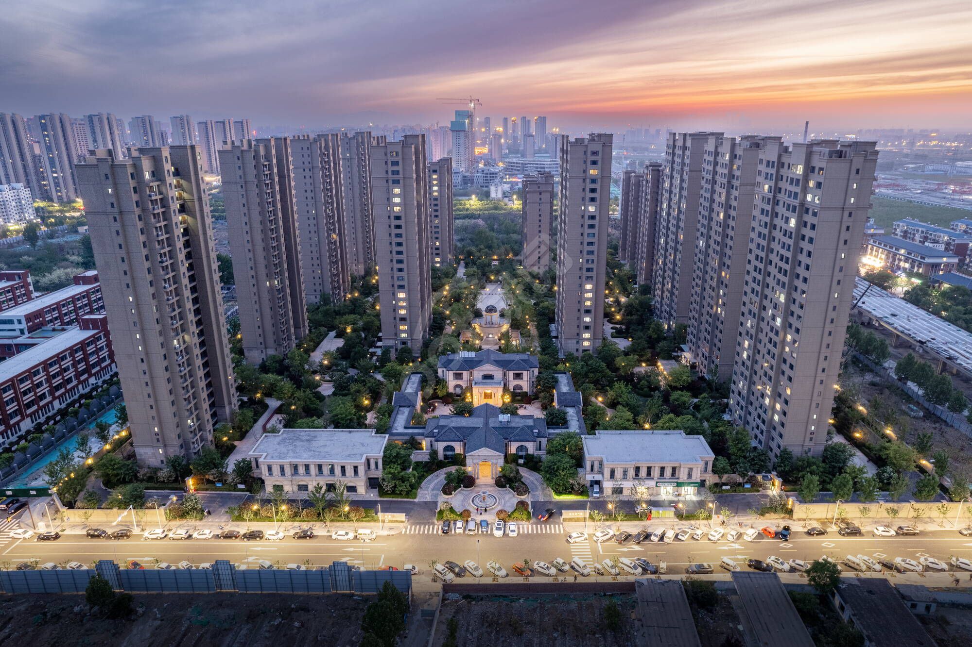 建筑高楼高楼大厦社区建筑ppt背景图片