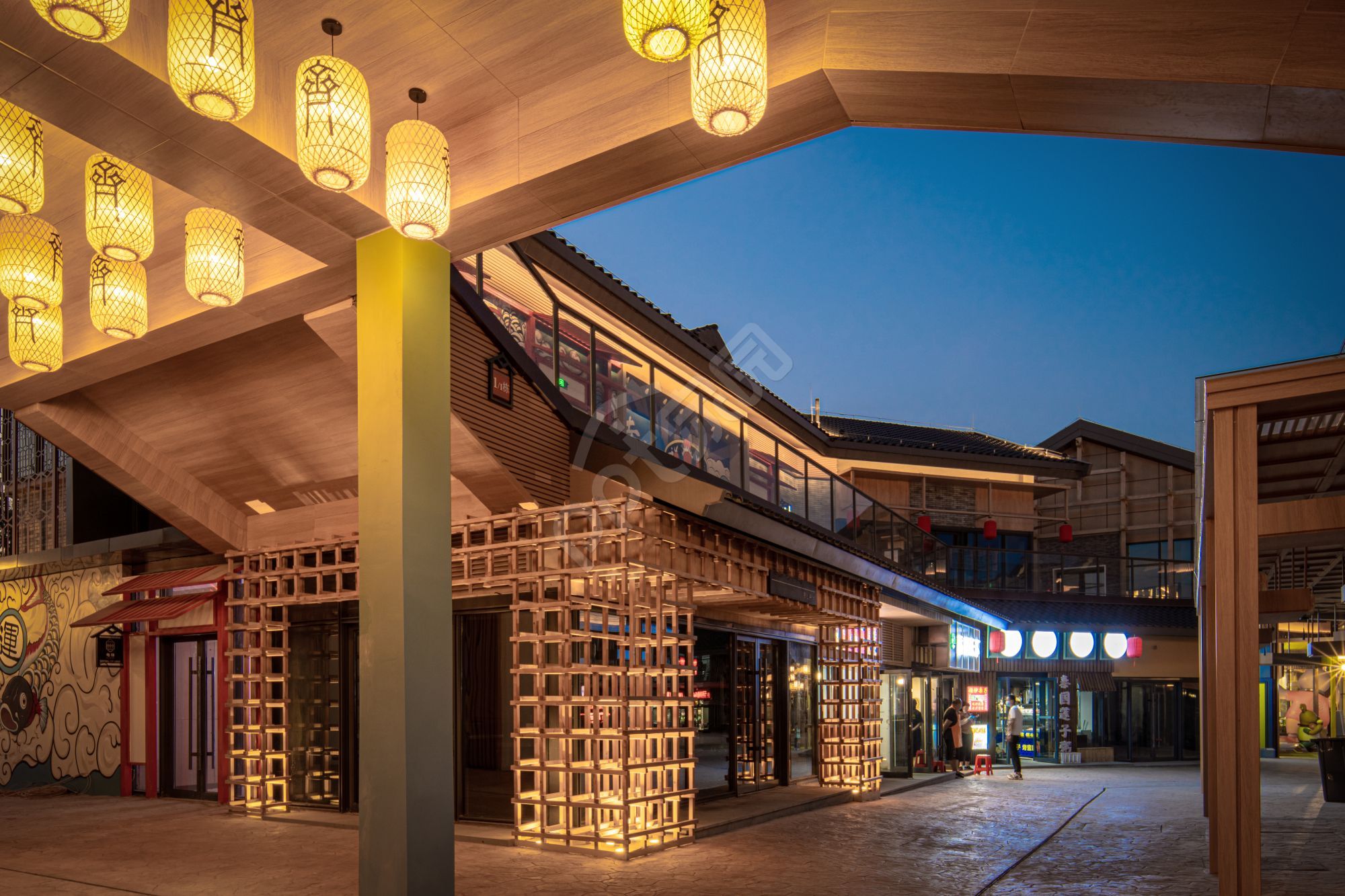 古风建筑商业街高清PPT背景大图