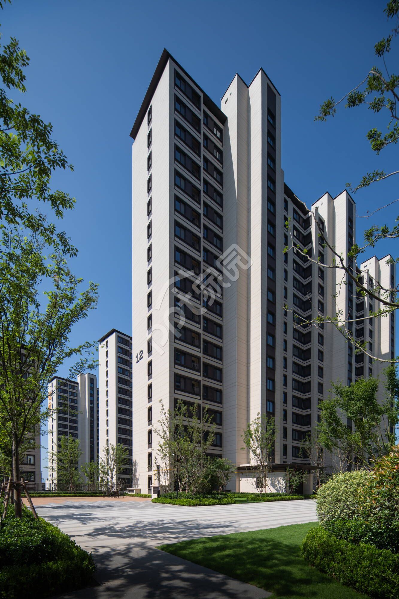 小区建筑建筑设计建筑工程类PPT背景图