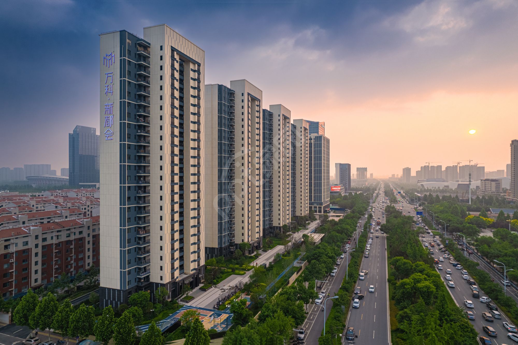 现代城市建筑高楼商务ppt高清背景鸟瞰图