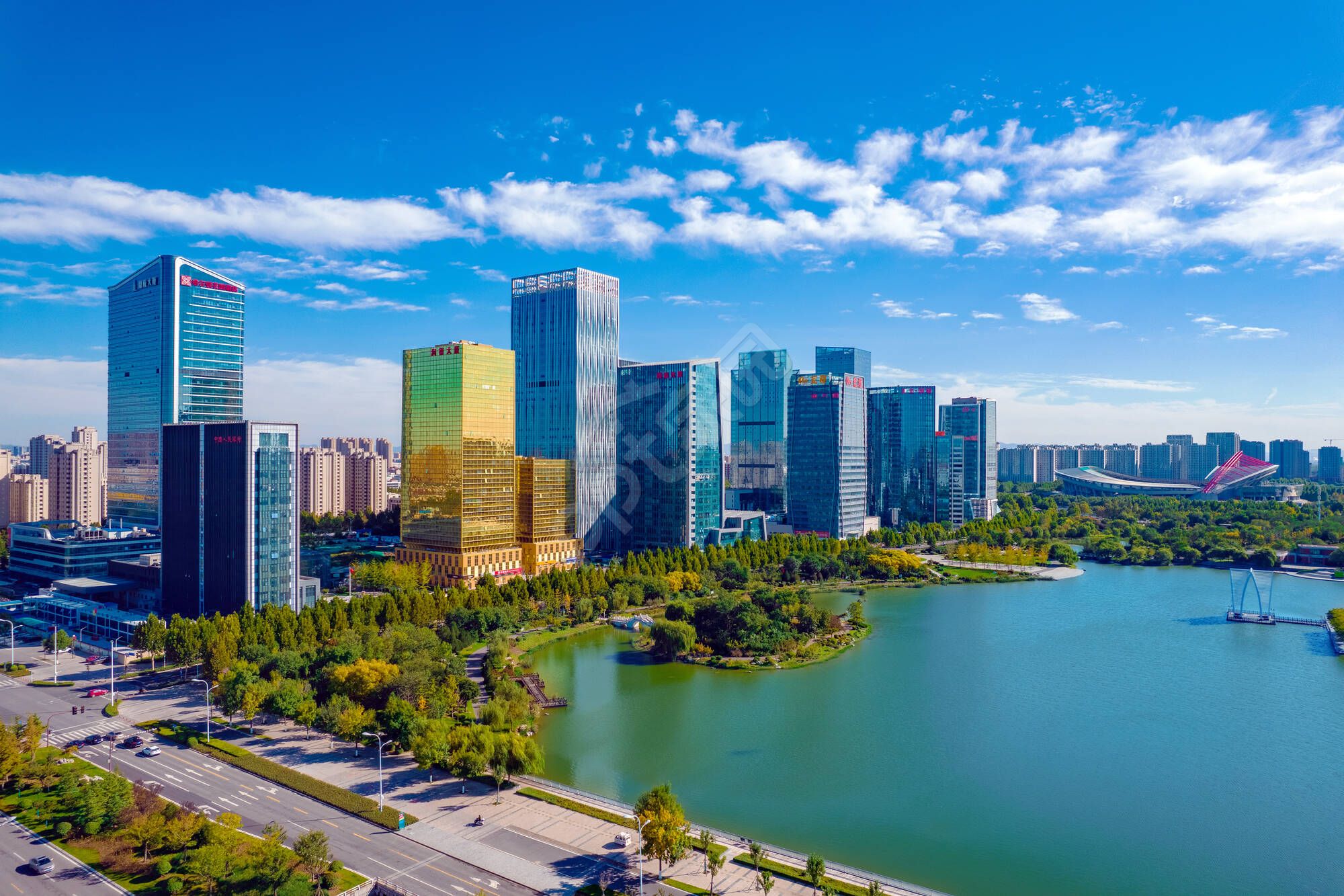 建筑高楼高楼大厦社区建筑ppt背景图片