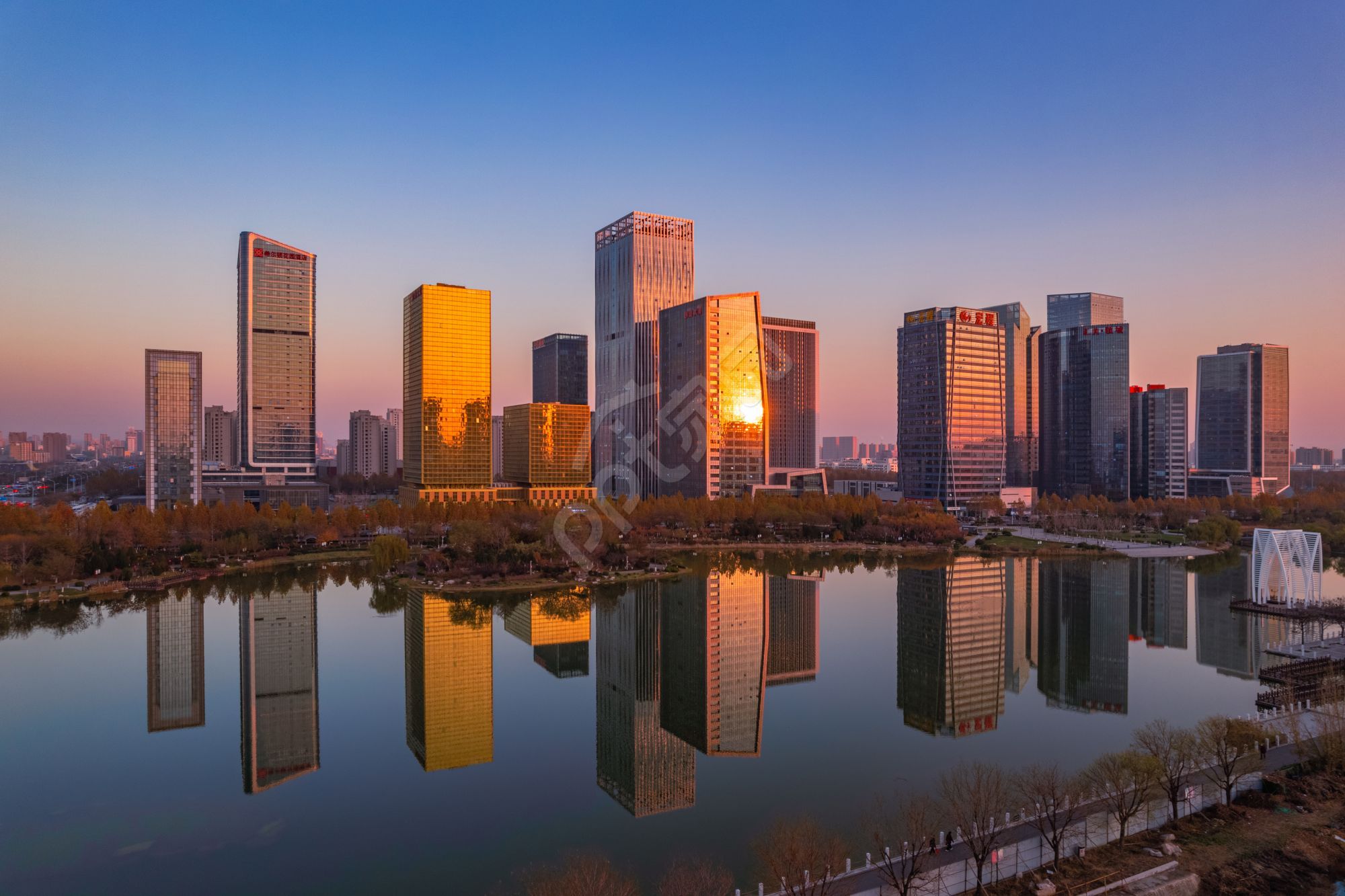 现代城市建筑高楼商务ppt高清背景鸟瞰图