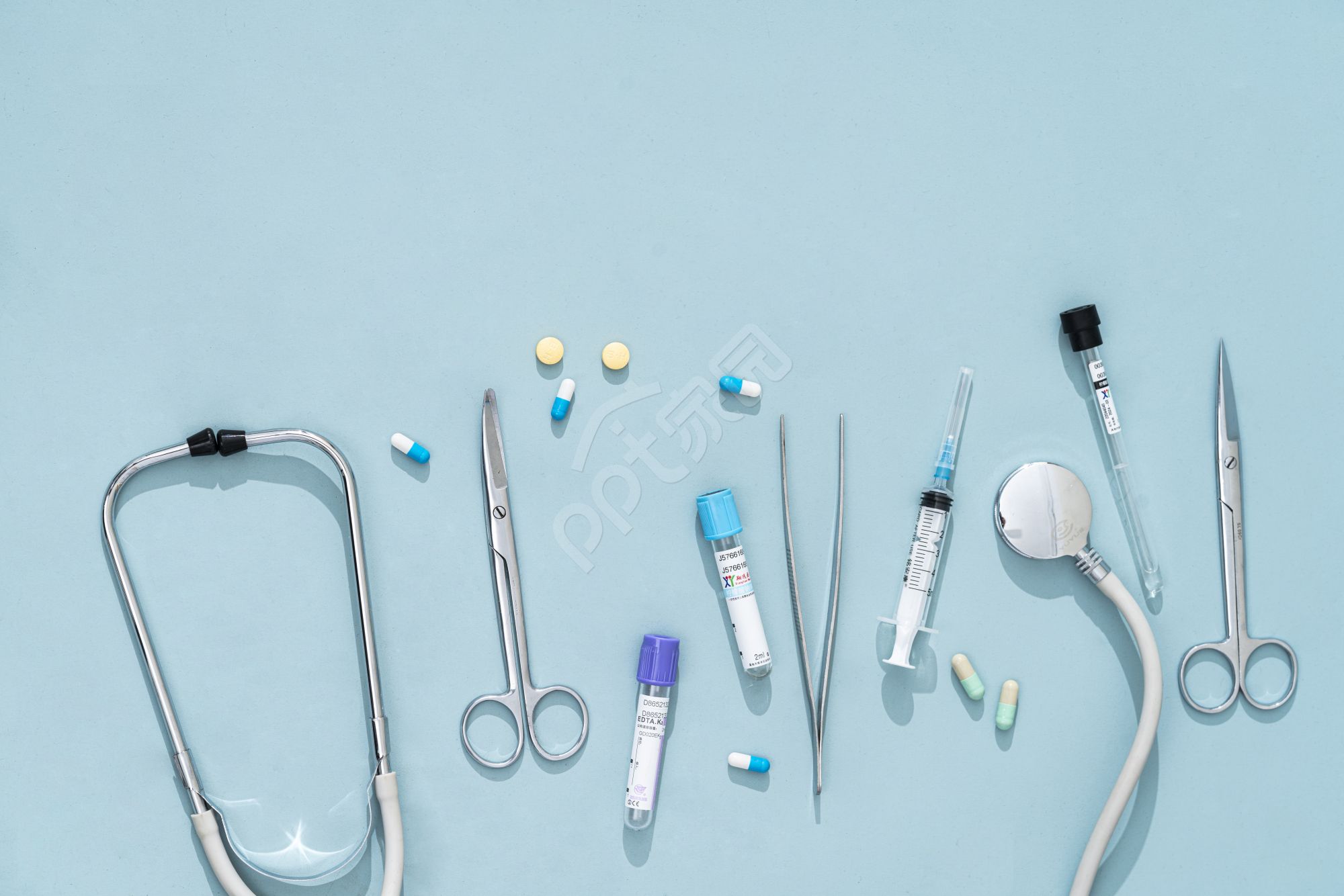 蓝色医疗器械PPT图片素材