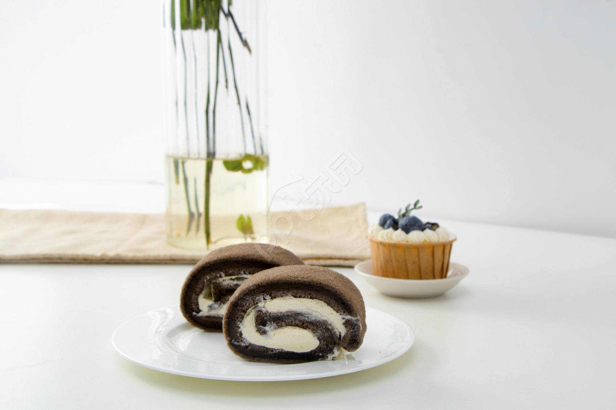 奶油蛋糕甜品小吃下午茶餐饮美食高清PPT背景图片