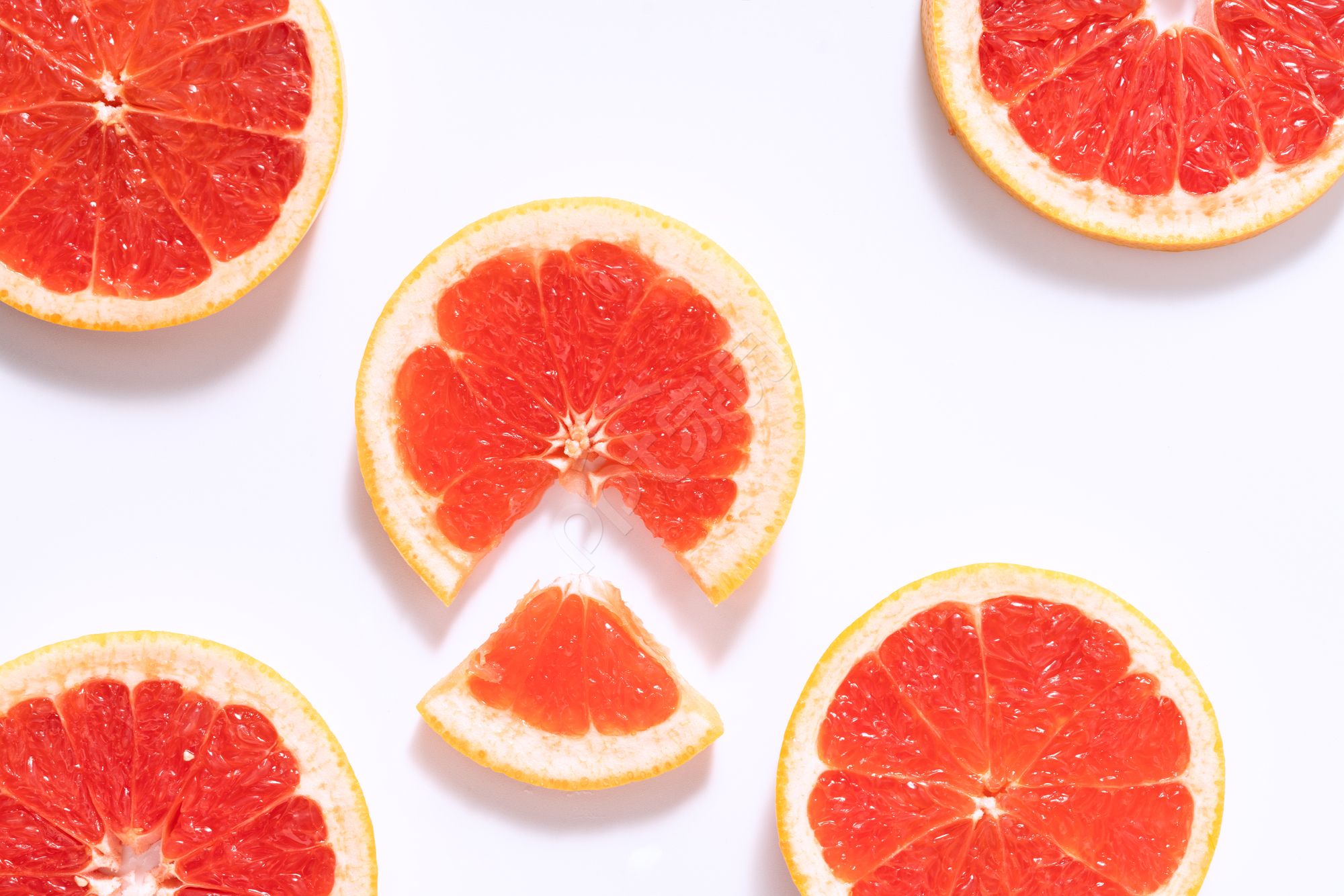 精美小清新血橙切片橙子餐饮美食高清PPT背景图片