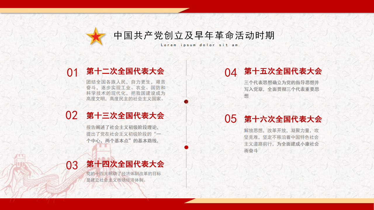 红色简约中国共产党党史党课思想教育PPT模板