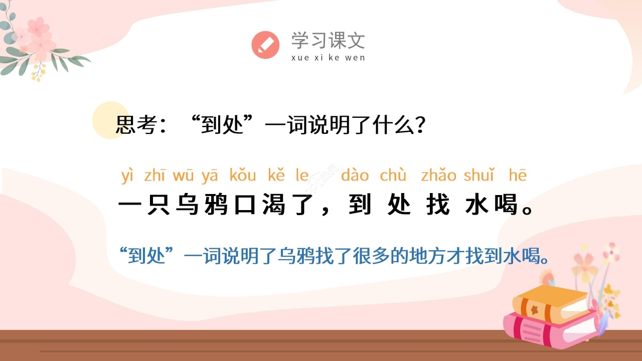 温馨淡雅乌鸦喝水语文教学PPT课件