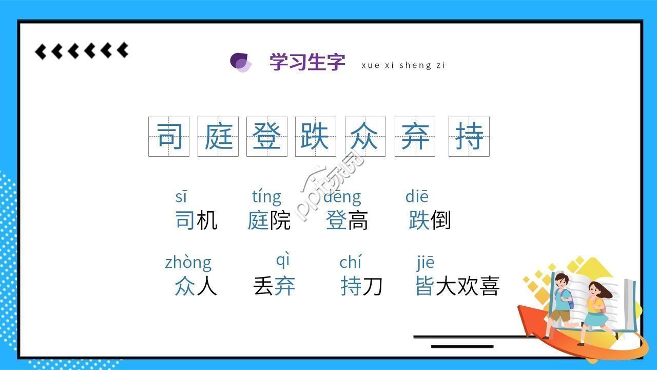 蓝色卡通司马光砸缸语文教学PPT课件