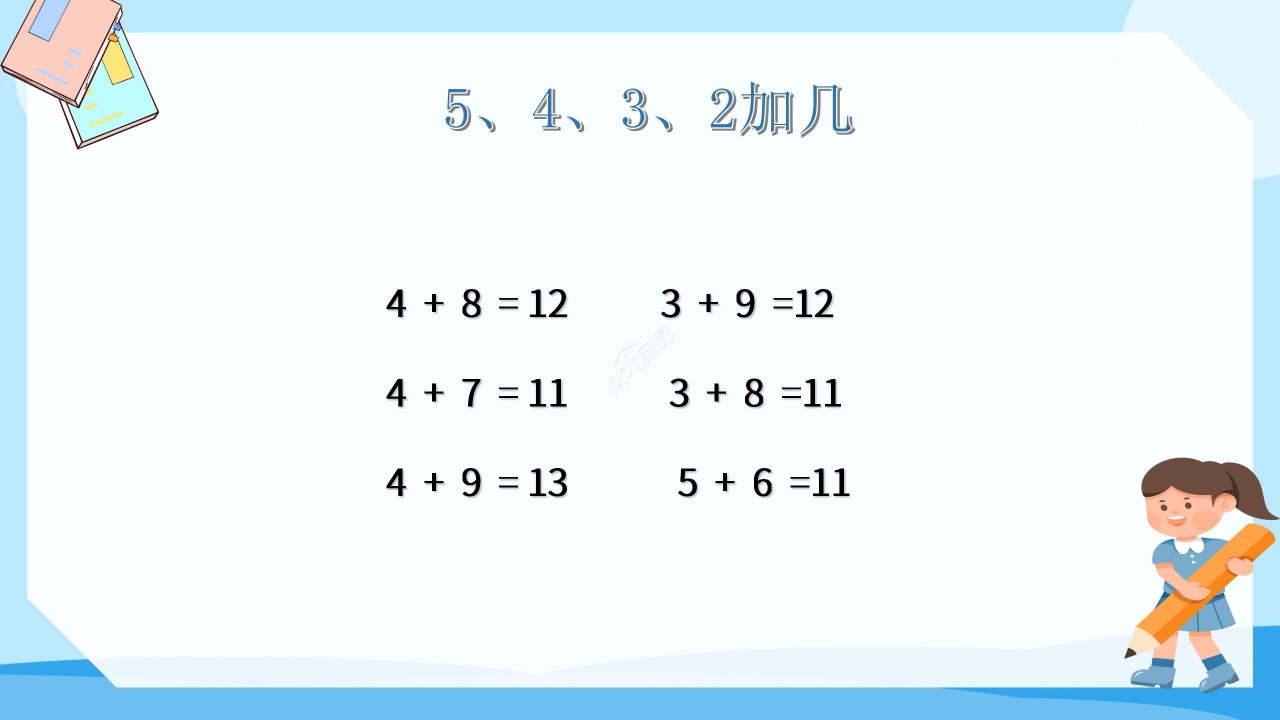 蓝色简约数学加法教学PPT课件