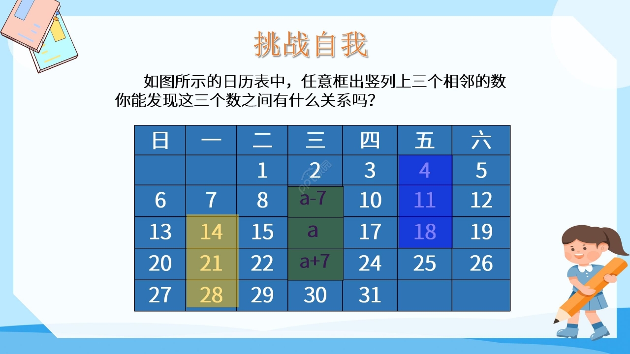 蓝色淡雅数学教学整式加减PPT课件