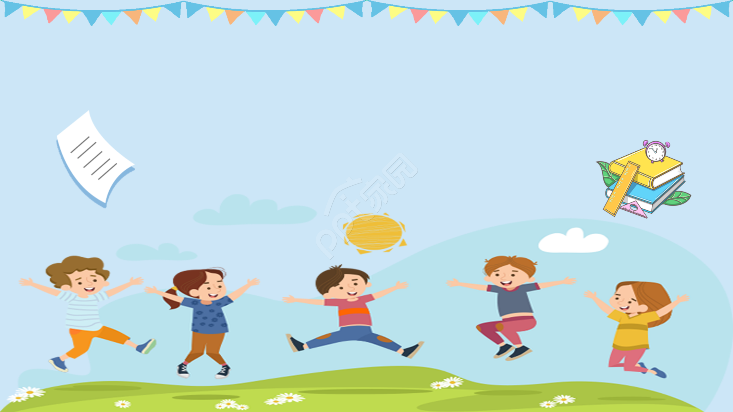 卡通手绘教育教学培训ppt背景图片