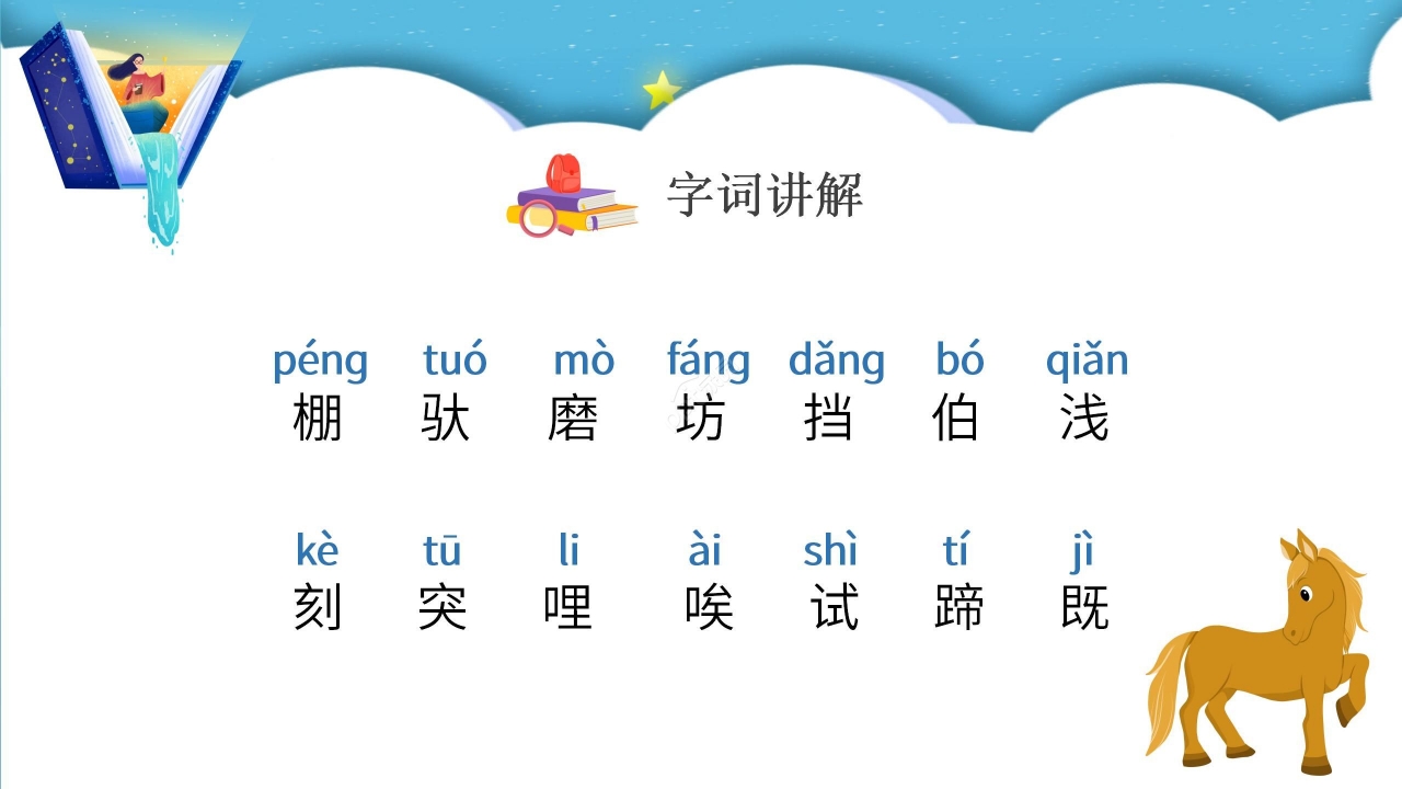 蓝色梦幻小马过河语文教学PPT课件